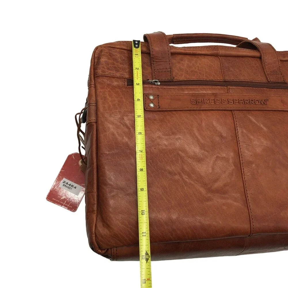 Spike & Sparrow Sawyer Genuine Leather Business Laptop Messenger Bag Brandy